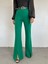 Ispanyol Paça Yırtmaçlı Kemerli Pantolon -Yeşil 3