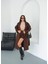Premium Oversize Modern Kahverengi Kaşe Kaban 2