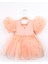 Somon Taçlı Organze Kız Çocuk Parti Elbisesi - Carlene 7