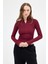 Bordo Yarım Balıkçı Yaka Fermuarlı Body 2447 2