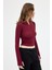 Bordo Yarım Balıkçı Yaka Fermuarlı Body 2447 3