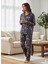 Kadın Yıldızlı Düğme Detaylı Pijama Takımı 1