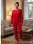 Kadın Kırmızı Peluş Pijama Takımı 1