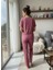Kadın Yıldız Detaylı Pembe Pijama Takımı 3