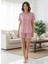 Kadın Kalp Detaylı Pembe Pijama Takımı 1