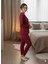 Kadın Bordo Kışlık Pijama Takımı 4