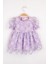 Lila Kısa Kollu Papatya Tüllü Kız Çocuk Elbise - Hillary 6