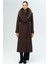 Çıkabilir Kürklü Belden Bağlamalı Uzun Kaşmir Kaban K. Kahve 3133-TK 1