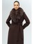 Çıkabilir Kürklü Belden Bağlamalı Uzun Kaşmir Kaban K. Kahve 3133-TK 3