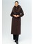 Çıkabilir Kürklü Belden Bağlamalı Uzun Kaşmir Kaban K. Kahve 3133-TK 4