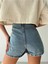 Kadın Mavi Renk Şort Etek Denim Etek Mini Etek Kot Etek 3