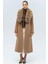 Çıkabilir Kürklü Belden Bağlamalı Uzun Kaşmir Kaban Kamel 3133-TK 2