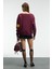 DIVINE Kadın V Yakalı Nakış Ve Patch Detaylı Bordo Sweatshirt 7