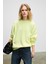 KARIUS Kadın Organik Pamuklu İçi Polarlı Oversize Yuvarlak Yakalı Sarı Sweatshirt 2