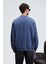 LUCIAN Erkek Göğsü Baskılı Yuvarlak Yaka Regular Fit İndigo Sweatshirt 5
