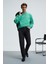 PERCY Erkek Yuvarlak Yaka Göğsü Nakışlı Sırtı Baskılı Oversize Yeşil Sweatshirt 4