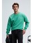 PERCY Erkek Yuvarlak Yaka Göğsü Nakışlı Sırtı Baskılı Oversize Yeşil Sweatshirt 5