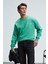 PERCY Erkek Yuvarlak Yaka Göğsü Nakışlı Sırtı Baskılı Oversize Yeşil Sweatshirt 6