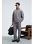EDISON Erkek Yarım Fermuarlı Kolu Baskılı Dik Yaka Koyu Gri Sweatshirt 2