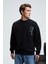 ALDEN Erkek Yuvarlak Yaka Göğsü Ve Sırtı Baskılı Relaxed Fit Siyah Sweatshirt 4