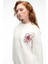 AUDRA Kadın Oversize Yuvarlak Yaka Nakış Detaylı Beyaz Sweatshirt 2