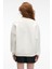AUDRA Kadın Oversize Yuvarlak Yaka Nakış Detaylı Beyaz Sweatshirt 4