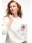 AUDRA Kadın Oversize Yuvarlak Yaka Nakış Detaylı Beyaz Sweatshirt 7