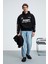 ABISMO Erkek Kapüşonlu Kanguru Cepli Kolları ve Sırtı Baskılı Relaxed Fit Siyah Sweatshirt 2