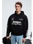 ABISMO Erkek Kapüşonlu Kanguru Cepli Kolları ve Sırtı Baskılı Relaxed Fit Siyah Sweatshirt 3