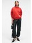 CLARIE Kadın Organik Pamuklu Oversize Kanguru Cepli Kapüşonlu Kırmızı Sweatshirt 6
