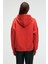 CLARIE Kadın Organik Pamuklu Oversize Kanguru Cepli Kapüşonlu Kırmızı Sweatshirt 7