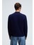 IVAR Erkek Yarım Fermuarlı Dik Yakalı Saç Örgü Desenli Triko Lacivert Kazak 7