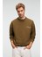 CASPIAN Erkek %100 Pamuk Bisiklet Yaka Karyoka Dikişli Baskılı Haki Sweatshirt 3