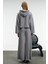 OLVERA Kadın Kapüşonlu Etek Ucu Balon Oversize Gri Sweatshirt 5