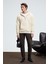 JUSTUS Erkek Kapüşonlu Kanguru Cepli Fermuar Yakalı Krem Sweatshirt 2