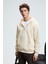 JUSTUS Erkek Kapüşonlu Kanguru Cepli Fermuar Yakalı Krem Sweatshirt 3