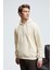 JUSTUS Erkek Kapüşonlu Kanguru Cepli Fermuar Yakalı Krem Sweatshirt 5