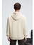 JUSTUS Erkek Kapüşonlu Kanguru Cepli Fermuar Yakalı Krem Sweatshirt 7