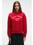 MOREVESSA Kadın Regular Fit Baskı Detaylı Yuvarlak Yakalı Kırmızı Sweatshirt 1