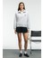 BELLE Kadın Nakış Detaylı Yarım Fermuarlı Dik Yakalı Regular Fit Grimelanj Sweatshirt 2