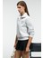 BELLE Kadın Nakış Detaylı Yarım Fermuarlı Dik Yakalı Regular Fit Grimelanj Sweatshirt 5