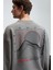 PERCY Erkek Yuvarlak Yaka Göğsü Baskılı Sırtı Baskılı Oversize Koyu Gri Sweatshirt 1
