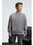 PERCY Erkek Yuvarlak Yaka Göğsü Baskılı Sırtı Baskılı Oversize Koyu Gri Sweatshirt 4