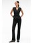 KALYYSIA Kadın Yüksek Bel Geniş Paçalı Slim Fit Siyah Pantolon 6