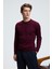 VAREX Erkek Yuvarlak Yaka Basic Slim Fit Triko Bordo Kazak 1