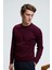 VAREX Erkek Yuvarlak Yaka Basic Slim Fit Triko Bordo Kazak 3
