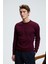 VAREX Erkek Yuvarlak Yaka Basic Slim Fit Triko Bordo Kazak 7