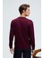VAREX Erkek Yuvarlak Yaka Basic Slim Fit Triko Bordo Kazak 8