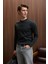 VAREX Erkek Yuvarlak Yaka Basic Slim Fit Triko Antrasit Kazak 4