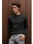 VAREX Erkek Yuvarlak Yaka Basic Slim Fit Triko Antrasit Kazak 6